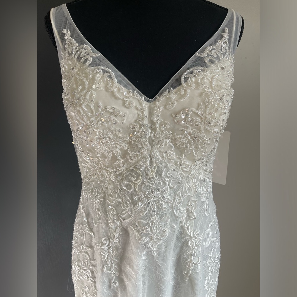Galina SZ 10 Ivory Illusion V-Neck Wedding Dress with Embellishment STYLE SWG675 - Picture 6 of 16